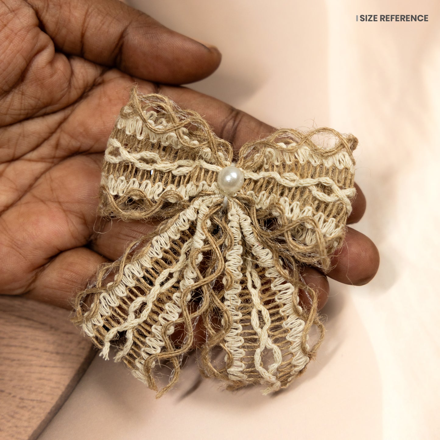 Handmade Jute Hair Bow Clip Set 06