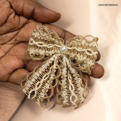 Handmade Jute Hair Bow Clip Set 06