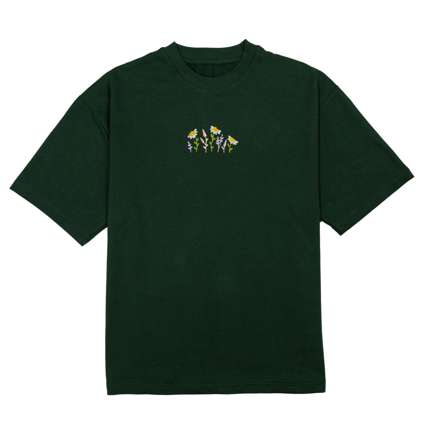 Flowers Hand Embroidery Oversized T-Shirt