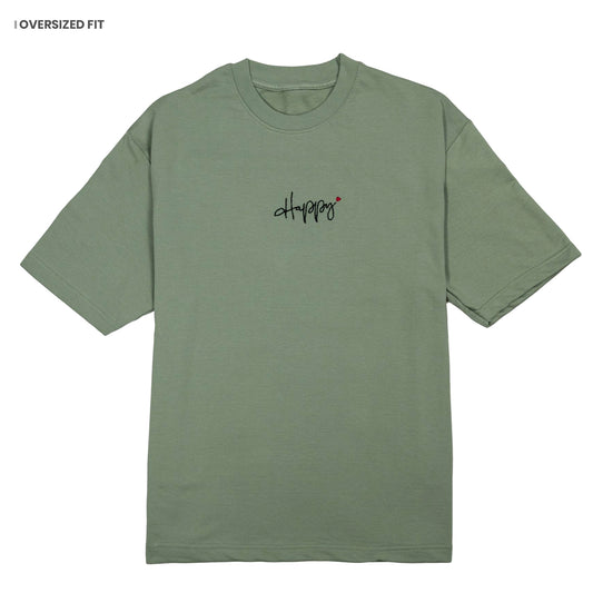 Happy Hand Embroidery Oversized T-Shirt